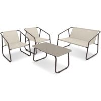 Garden Friend SALOTTO NIZZA (Tisch, Sofa, 2 Sessel) aus braunem Stahl und beigem Textilene