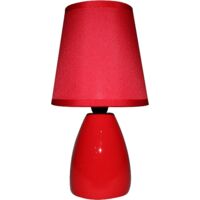 King Home TISCHLAMPE ROT Keramik runder Sockel 10x25h cm