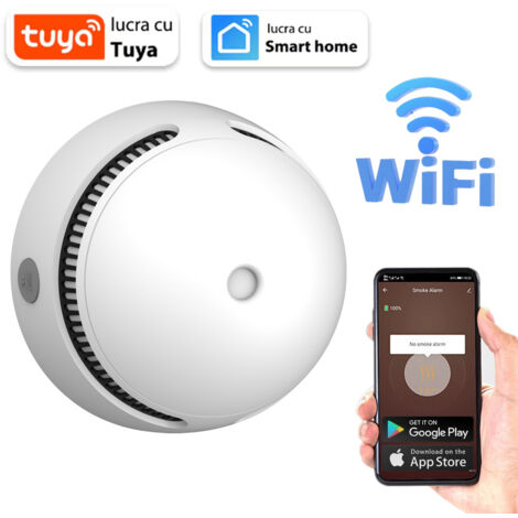 Dewinner – Détecteur de fumée sans fil – Alarme 85 dB – Connectivité Wi-Fi 2,4 GHz – Détection photoélectrique – Matériau ignifuge blanc