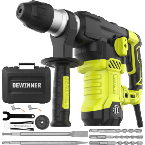 Dewinner – Marteau perforateur burineur 1500W – 5,5J – 6 vitesses 200-850 tr/min – 4400 coups/min – Embrayage de sécurité – Pour béton, métal, bois (1/5)