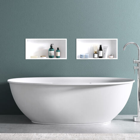 doporro Nicho de pared baño blanco 30 x 60cm repisa de ducha alicatable acero inoxidable repisa de ducha montaje oculto