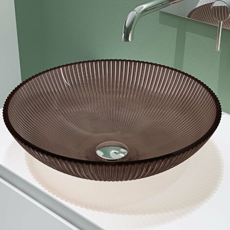 doporro lavabo sobre encimera lavabo de cristal 40x40x12cm en café lavabo de vidrio lavabo de mano lavabo Minerva06