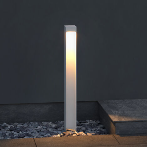 doporro Lámpara de Jardín 3000K, Luz de Jardín IP65 Bolardos LED de Exterior 6X6X80cm en Aluminio para Jardines, Parques, Zonas Residenciales y Entradas BaldersLights, Arena blanca