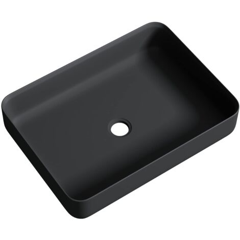 doporro Lavabo sobre encimera 55x40x13cm Colossum812 Lavabo antracita mate de mármol fundido con nano revestimiento