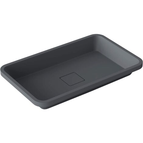 doporro Lavabo encastrado para baños 60x38x12cm Colossum104 mármol fundido antracita mate rectangular con tapa de desagüe