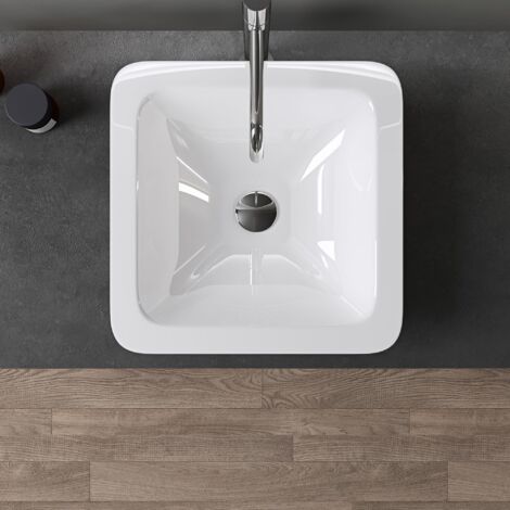 doporro Lavabo sobre encimera 42.7x42.7x12cm diseño Colossum803 lavabo blanco de mármol fundido con nano revestimiento