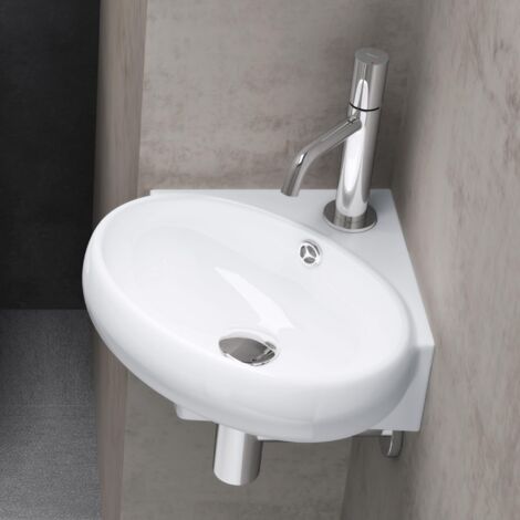 doporro lavabo sobre encimera lavabo suspendido lavabo de cerámica 395x385x145 mm lavabo blanco para invitados Brüssel002