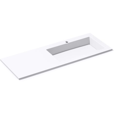 doporro Lavabo encastrado blanco para baño 120x46x13.5cm Colossum820 lavabo derecho de mármol fundido