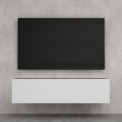 doporro Mueble de TV para Salón 120x40,2x30cm Mesa TV con Puerta Abatible hacia Abajo, en Gris Negro Mate + Blanco, Mueble de TV flotante, Estante TV 02 (1/5)