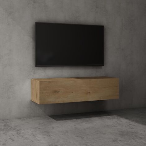 doporro Mueble de TV para Salón de 120cm en Núcleo de Roble Mesa TV, con Puerta Abatible hacia Abajo, Mueble de TV flotante, Estante TV 02 (1/5)