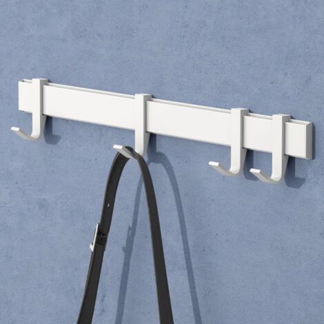 doporro Perchero de Pared con 4 Ganchos Deslizables, Aluminio, Instalación con Taladro o sin Taladro, Blanco Mate, 40 cm, Stalo-12