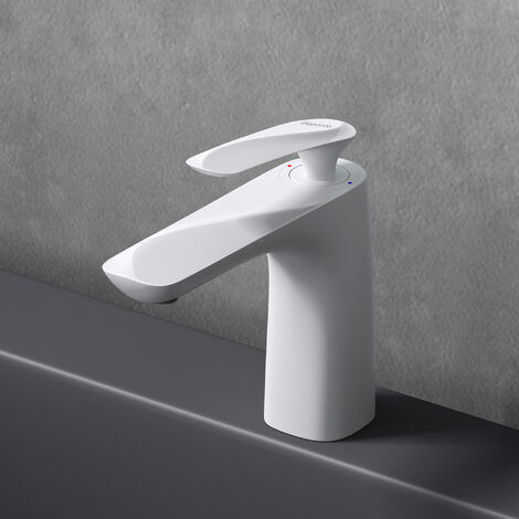 doporro® Diseño grifo mezclador monomando de 16,5cm para lavabo en blanco para uso práctico