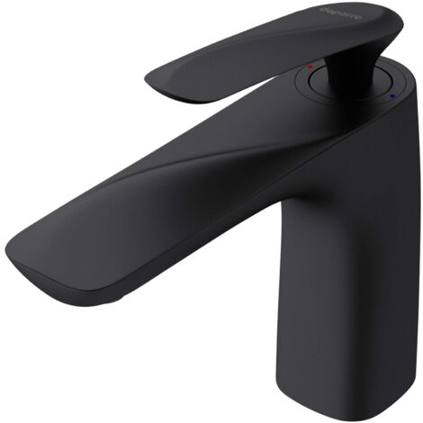 doporro Grifo mezclador monomando de 16,5cm para lavabo en negro mate para uso práctico