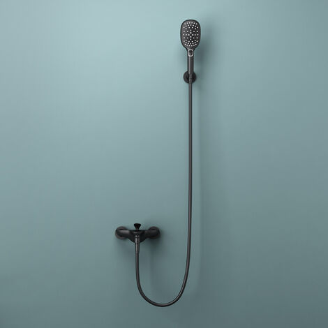 doporro® Sistema de ducha diseño en antracita set de ducha tipo chorro de agua para duchas de mano mezclador monomando para bañeras o duchas (1/5)