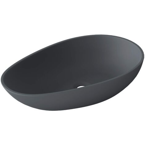 doporro lavabo sobre encimera ovalado 59,8x36x14cm lavabo antracita mate de mármol fundido sin orificio para grifería Colossum809