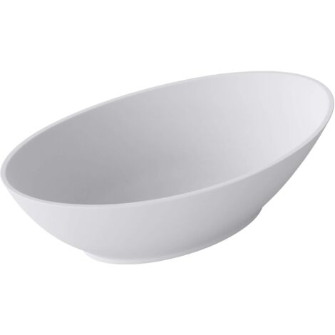 doporro Lavabo sobre encimera 62,5x34,5x17,5 cm lavabo blanco mate de mármol fundido Colossum807