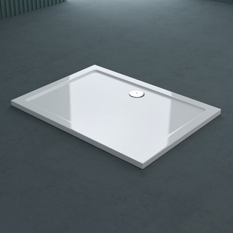 Plato de ducha en acrílico Blanco 80x120x4 cm - Rejilla Lineal Cromada -  WHITENESS II