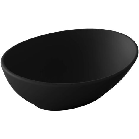doporro Lavabo sobre Encimera Antracita Mate de Cerámica 41x33x14cm Lavabo de Mano Ovalado Brüssel205