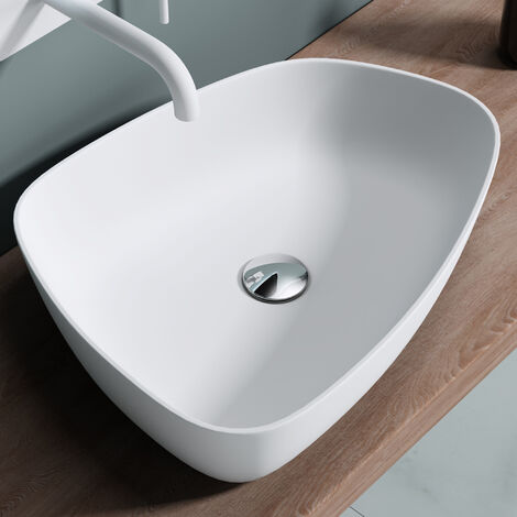 doporro® lavabo sobre encimera 51,1x38,7x12 cm diseño Colossum806 blanco mate fabricado en fundición mineral