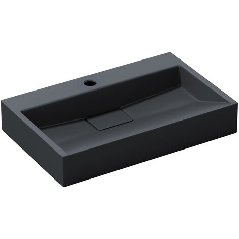 doporro® Lavabo sobre encimera Colossum19 lavabo suspendido antracita mate de diseño de 60 cm de ancho incluye válvula de desagüe 1 orificio para grifo