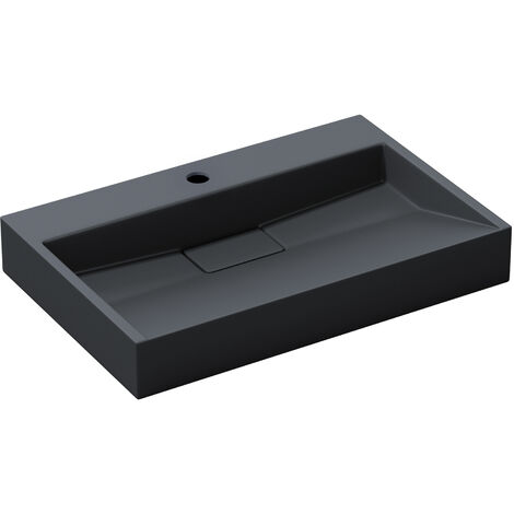 doporro® Lavabo sobre encimera Colossum19 lavabo suspendido antracita mate de diseño de 70 cm de ancho incluye válvula de desagüe 1 orificio para grifo