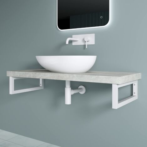 doporro Soporte de Pared para Encimera o Tocador en Acero Inoxidable Blanco 50×3×15 cm – También Funciona como Toallero, 1 Pieza, Modelo WH01
