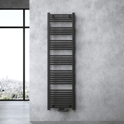 doporro Calefacción de baño diseño recto 180x50cm radiador tubular Antracita conexión central horizontal
