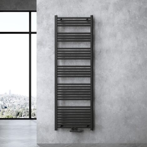 doporro Calefacción de baño diseño recto 180x60cm radiador tubular Antracita conexión central horizontal