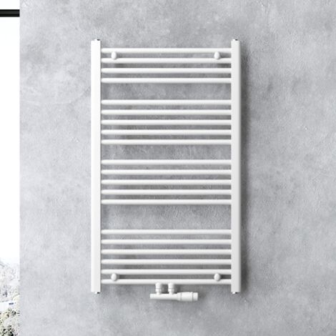 doporro Calefacción de baño diseño recto 100x60cm radiador tubular blanco conexión central horizontal (1/5)