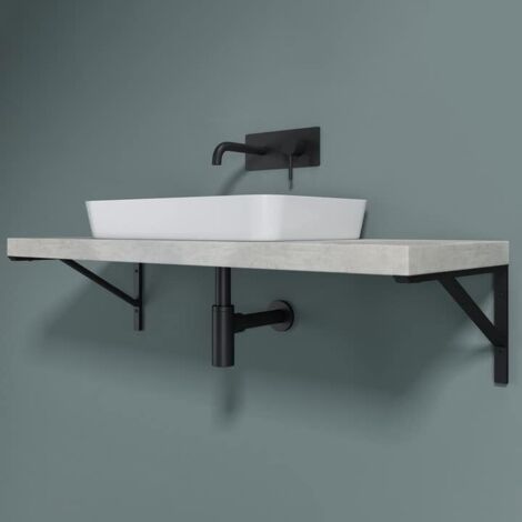 doporro Soporte de Pared para Encimera o Tocador en Acero Inoxidable Negro 50 cm de longitud – Para Estante de Mueble de Baño, 1 Pieza, Modelo WH02 (1/5)