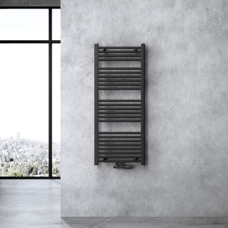doporro Calefacción de baño diseño recto 120x50cm radiador tubular Antracita conexión central horizontal