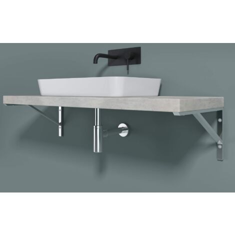 doporro Soporte de Pared para Encimera o Tocador en Acero Inoxidable Plateado 45 cm de longitud – Para Estante de Mueble de Baño, 1 Pieza, Modelo WH02