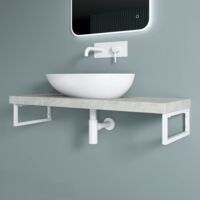 doporro Soporte de Pared para Encimera o Tocador en Acero Inoxidable Blanco 35×2×15 cm – También Funciona como Toallero, Set de 2, Modelo WH01