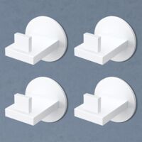 doporro Gancho de Pared Simple de Acero Inoxidable 304, Antióxido y Antideslizante, Instalación sin Taladros o con Tornillos, Blanco Mate, 4 Unidades, Stalo-08