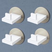doporro Gancho de Pared Simple de Acero Inoxidable 304, Antióxido y Antideslizante, Instalación sin Taladros o con Tornillos, Níquel Cepillado, 4 Unidades, Stalo-08