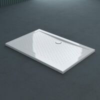 doporro Plato de Ducha Antideslizante Lucia02 70x120x4cm plano de acrílico en Blanco adecuado para Instalación a Nivel del Suelo y Conexiones-DIN incl. Válvula de Desagüe AL01