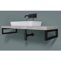 doporro Soporte de Pared para Encimera o Tocador en Acero Inoxidable Negro 45×3×15 cm – También Funciona como Toallero, 1 Pieza, Modelo WH01