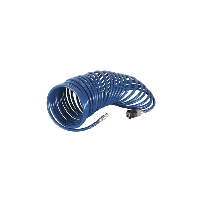Scheppach Tuyau à air comprimé en spirale - Longueur : 10 m - Avec raccord rapide - Mamelon 1/4" - Pour compresseurs