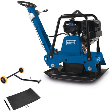 Scheppach Plaque Vibrante Thermique HP3000S Compacteur -9 CV- Pression de compactage 30,5 kN - Profondeur de compactage 50cm - Vitesse 25m/min -Tapis caoutchouc & dispositif de déplacement inclus