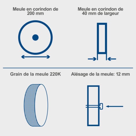Scheppach Affûteuse à Eau TIGER5000S HOMEKIT - 150W - Meule en corindon supérieur de Ø 200mm, dispositif universel 40,60,70 inclus - Pâte à poncer - Disque à poncer en cuir - Jauge d'angle