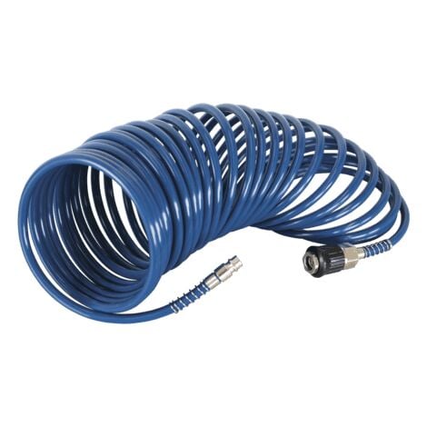 Scheppach Tuyau à air comprimé en spirale - Longueur : 10 m - Avec raccord rapide - Mamelon 1/4" - Pour compresseurs