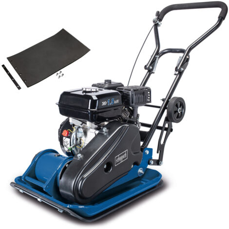 Scheppach Plaque vibrante thermique HP1400S – Compacteur 2 CV – Pression de compactage 8200 N – Profondeur 20 cm – Kit complet incluant un tapis en caoutchouc et un dispositif de déplacement