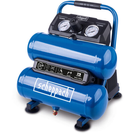 [JAMAIS UTILISÉ] Scheppach Compresseur à air HC10 Twin – 750 W – 8 bar – Cuve 7,5 L – Compresseur d’air sans huile – Double réservoir – Aspiration 50,4 L/min – 2 manomètres – Raccord rapide