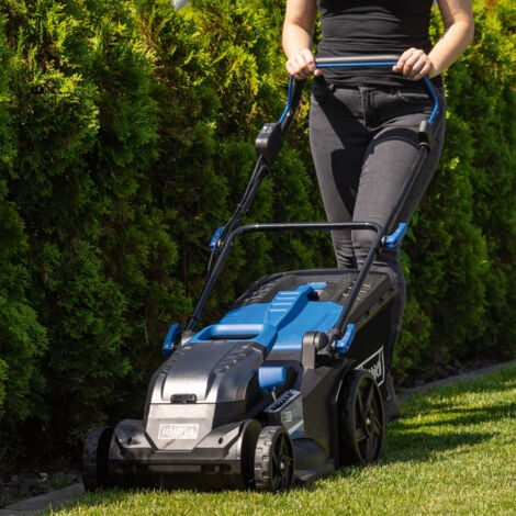 Scheppach Tondeuse à gazon sans fil BC-MP430-X – Largeur de coupe 43 cm – Hauteur de coupe 25-75 mm – Bac de 50 l – Jardins 600-700 m² – IXES 20V – Brushless – Avec 2 batteries et un chargeur double