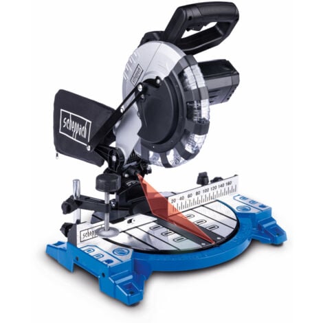 Scheppach Scie à onglets HM210L – 1500 W – 220-240 V – Lame de 210 mm – Largeur de coupe max 120 mm – Hauteur de coupe max 60 mm – Vitesse de rotation 4900 min-1 – Laser intégré