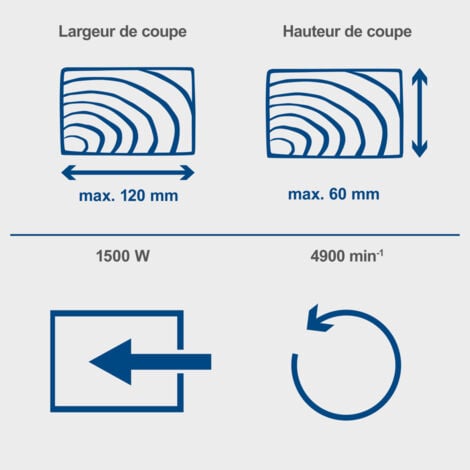 Scheppach Scie à onglets HM210L – 1500 W – 220-240 V – Lame de 210 mm – Largeur de coupe max 120 mm – Hauteur de coupe max 60 mm – Vitesse de rotation 4900 min-1 – Laser intégré