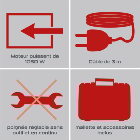 Practixx Marteau perforateur PX-BH-5 Practixx - 5J - Vario-Speed - 1050W - SDS-Plus - Coffret, forets et accessoires inclus