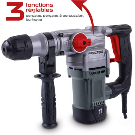 Practixx Marteau perforateur PX-BH-5 Practixx - 5J - Vario-Speed - 1050W - SDS-Plus - Coffret, forets et accessoires inclus