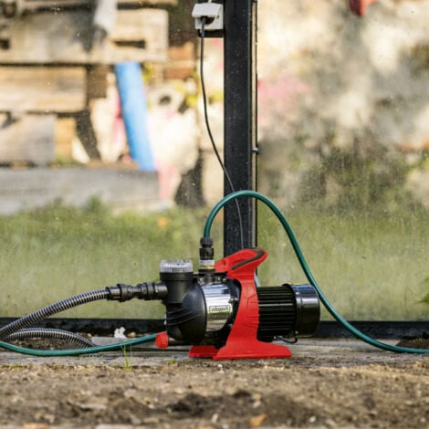 Scheppach Pompe de jardin GP1400JET – Pompe pour bassins – 1300 W – Débit de pompage 6000 l/h – Pression 4,8 bar – Jusqu’à 8 m de profondeur – Eau jusqu’à 35°C
