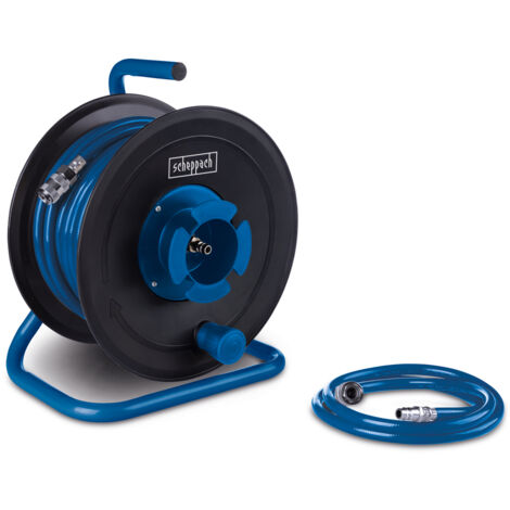 Scheppach Tuyau à air comprimé 20 m et enrouleur de tuyau – Enrouleur de tuyau pneumatique – 10 bar – Raccord 1/4" – 20 m